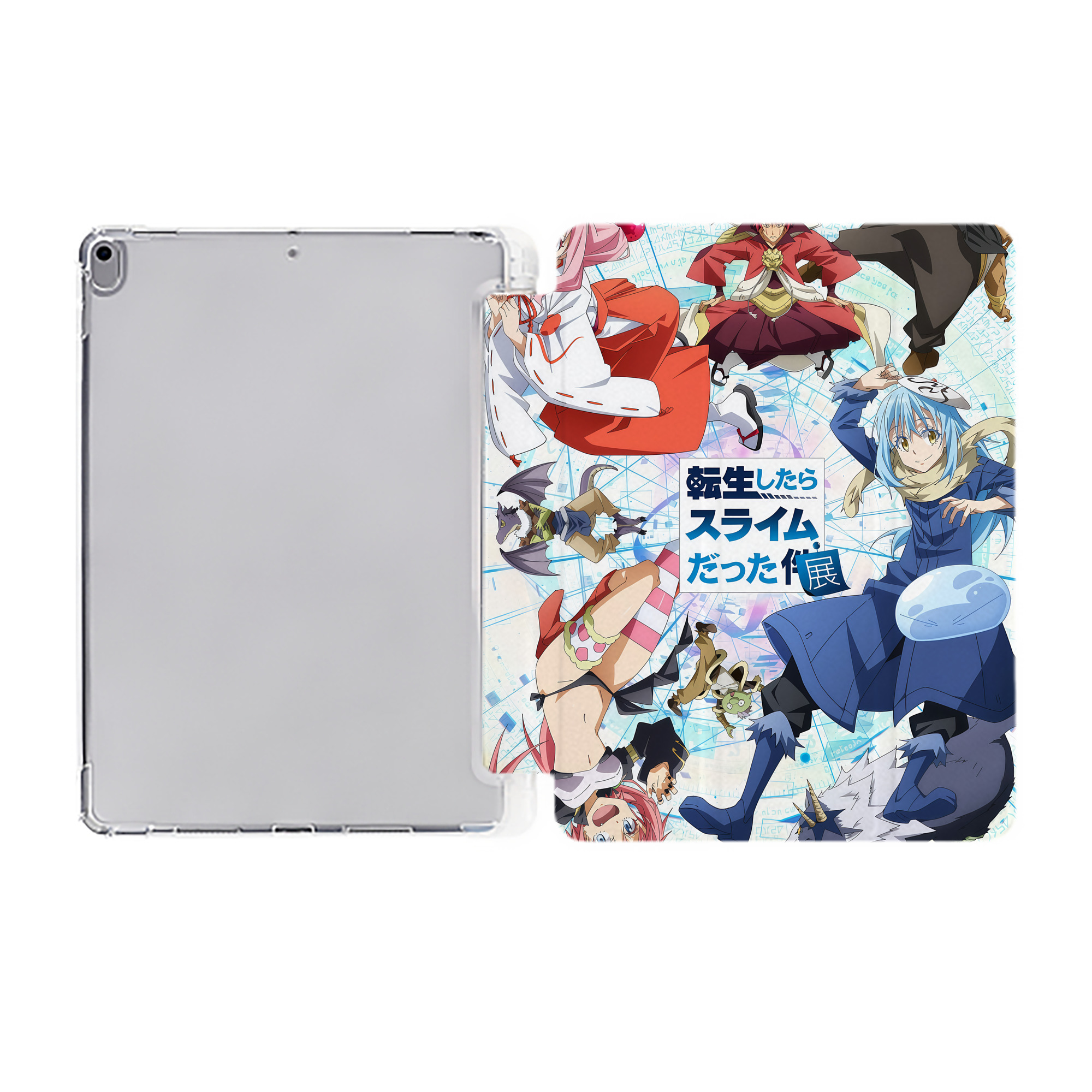 （画像用） 転スラ Regarding Reincarnated to Slime IPad ケース ペン収納付き 三つ折りスタンド PUレザー×シリコン 対応機種9.5/10.5/10.9インチ